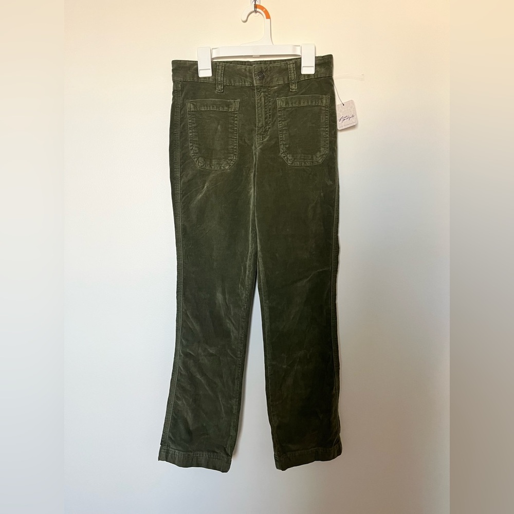 Free People High Time Kick Flare pants in Chive green corduroy - Picture 2 of 14